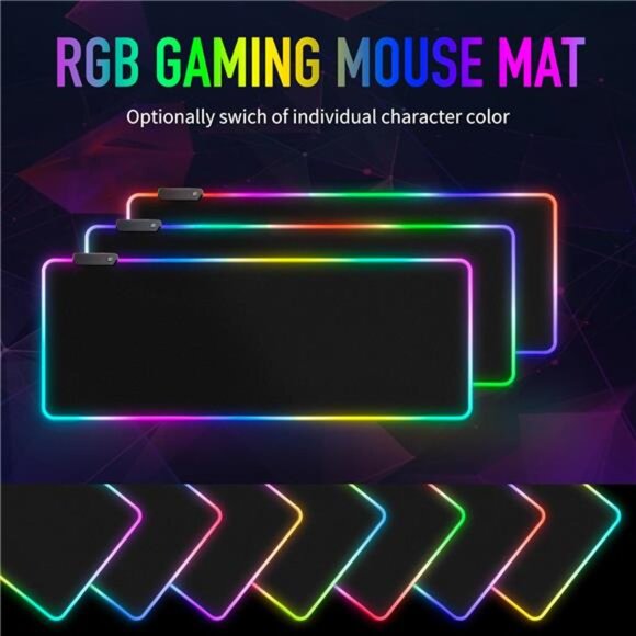 Large RGB Gaming Mouse Pad -15 Light Modes Touch Control Extended Soft Computer - Picture 3 of 8